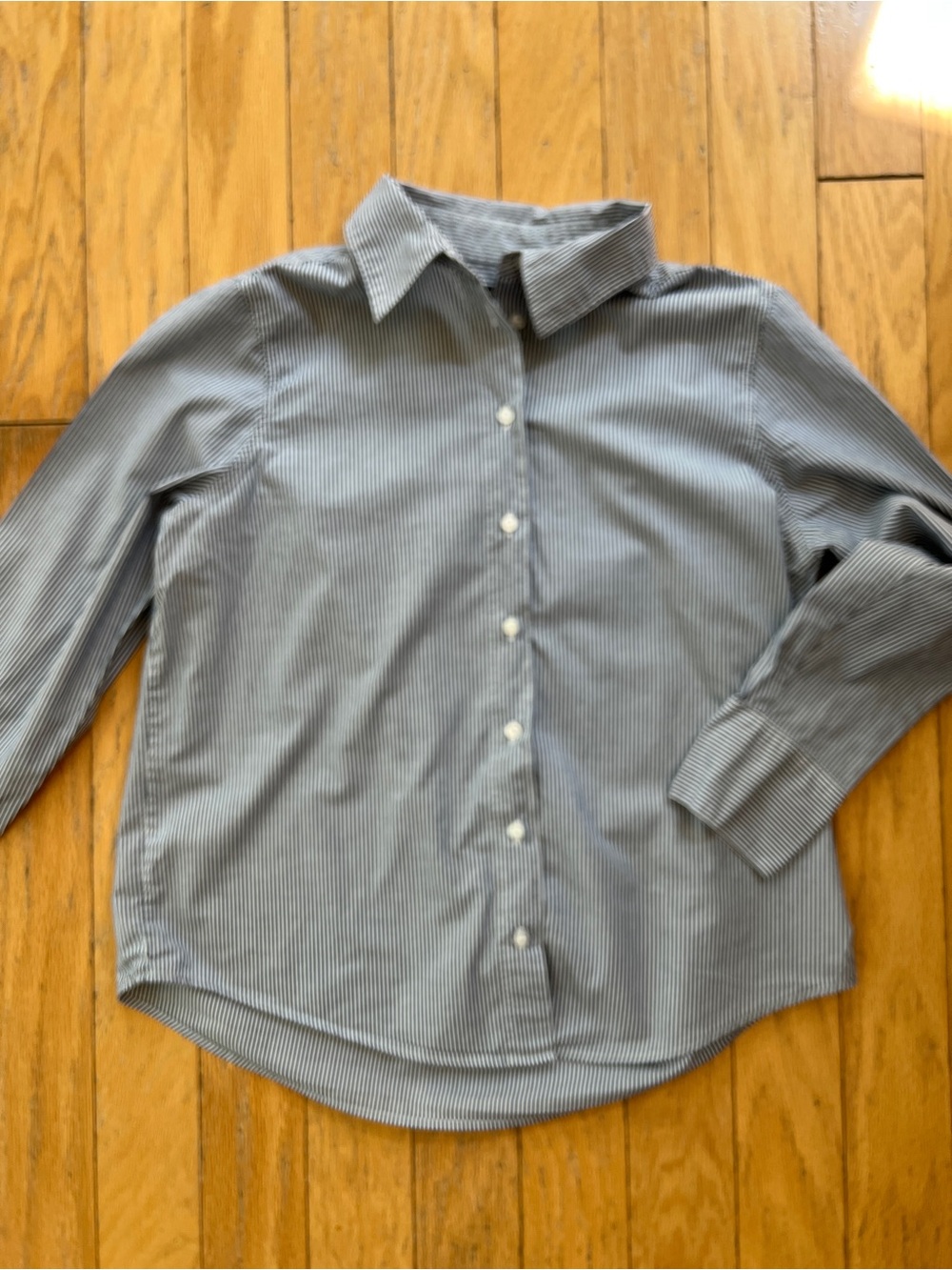Women’s Banana Republic Classic Long-Sleeve Button-Down Shirt in Blue Stripe